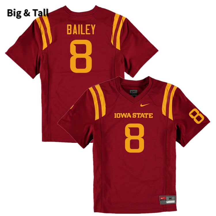 Iowa State Cyclones Men's #8 Cordarrius Bailey Nike NCAA Authentic Cardinal Big & Tall College Stitched Football Jersey HC42Q50BE